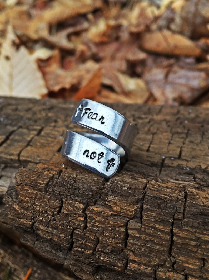 Inspirational ring faith ring fear not statement ring hand Etsy