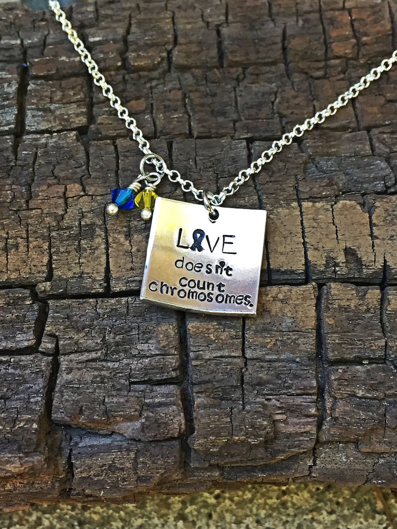 love doesn/'t count chromosomes Down syndrome awareness jewelry Down syndrome necklace Down syndrome Down syndrome awareness necklace