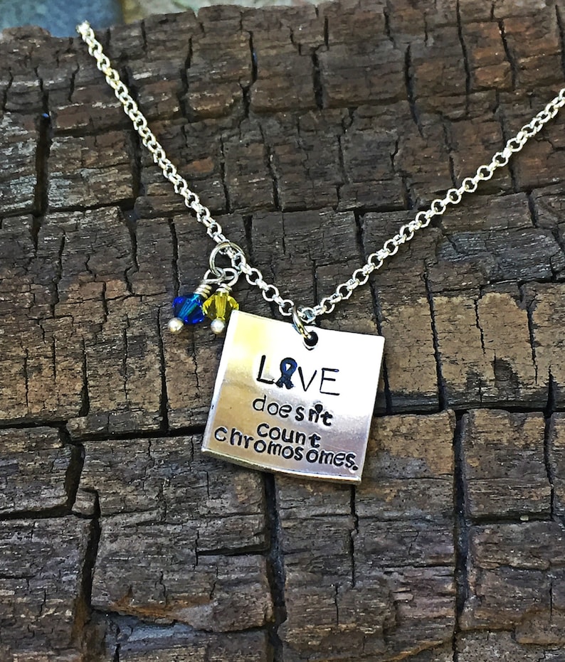 love doesn/'t count chromosomes Down syndrome awareness jewelry Down syndrome necklace Down syndrome Down syndrome awareness necklace
