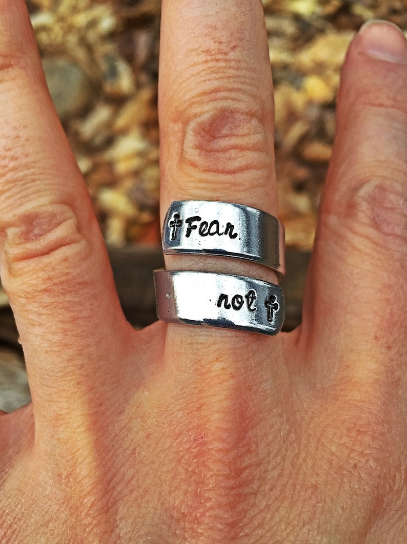Inspirational ring faith ring fear not statement ring hand Etsy