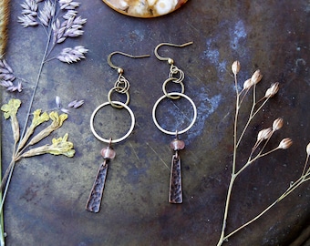 Earrings Tourmaline ⫷(•)⫸ • Copper • Ethnic • Earrings • Hippie • Celtic • Rustic • Wicca • Pagan • Earth • Spirit • Goddess