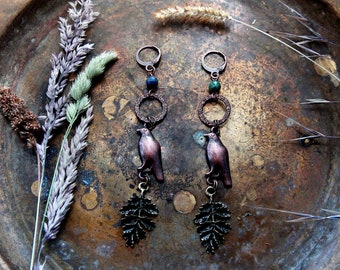 Boucles d'oreilles •Corbeaux •Oiseaux •Nature •Bohème •Ethno ⫷•⫸ Déesse •païen •rustique •indigène •Hippie •Wiccan •Ethno •Folklore •Tribal •Forêt