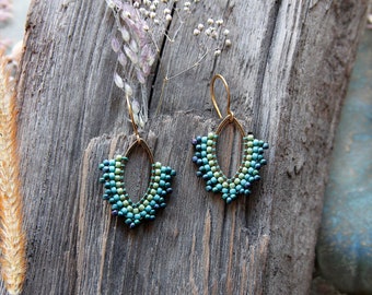 Boucles d'oreilles •Rocailles •Boucles d'oreilles •Naturel •Tribal •Bohème •Rocailles •Ethnique •Pendule •Hippie •Laiton • Ovale