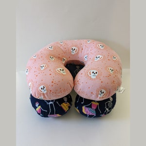 Skeleton Themed Flannel Travel Neck Support Pillow for Kids and Adults