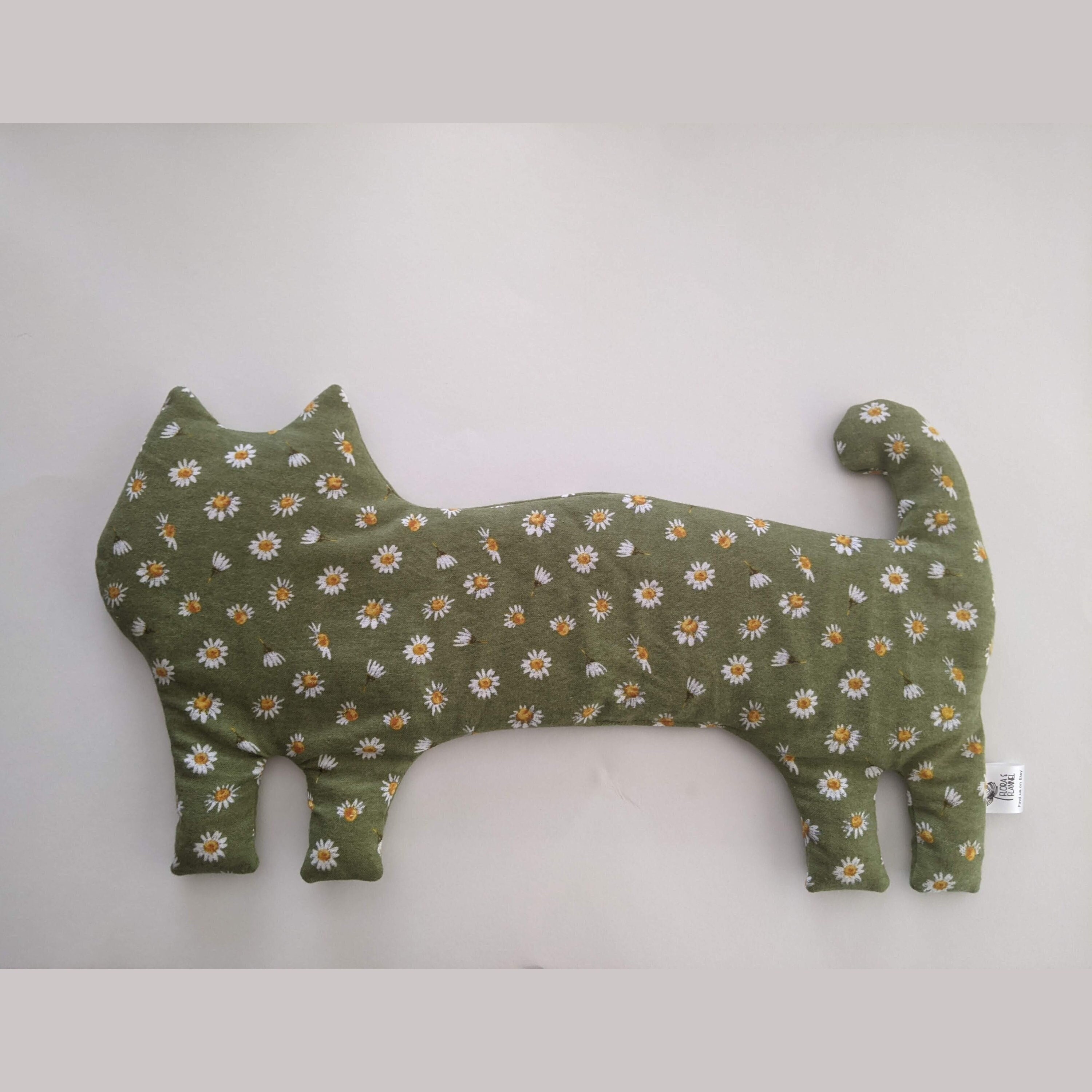 Sage Daisy Cat Heating Pad, Neck Wrap, Aromatherapy, Buckwheat or Rice, Microwave or Cooling Pad, Cat Lover Gift
