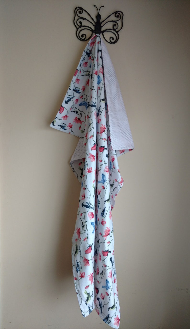 Sparrows Flannel Reversible Blanket with Bonus Storage Pouch Baby Shower Gift Lap Blanket