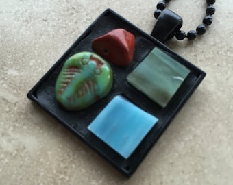 Happy Trilobite Collage pendant necklace