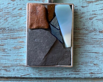 Stone and Glass Mosaic Pendant Necklace