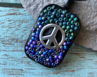 Purple Peace Mosaic Pendant Necklace