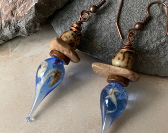Cobalt Blue Glass Earrings