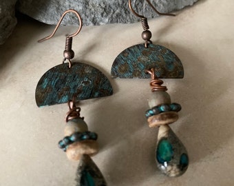 Patina Semicircle Earrings