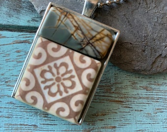 Stone & Tile Pendant Necklace