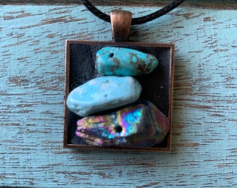 Ocean Shimmer Mosaic Pendant Necklace