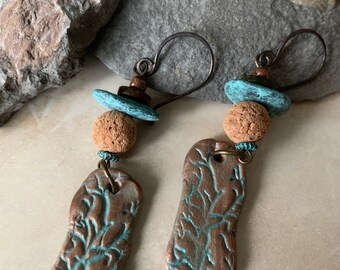 Patina and Cork Earrings