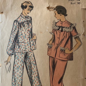 Advance pattern 5876 1950’s Misses’ Pajamas  Bust 30”