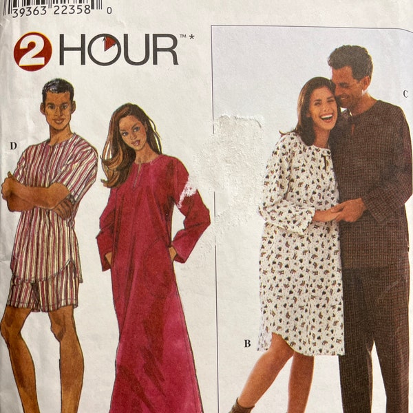 Simplicity 2 Hour Pattern 8463 Misses’, Men’s and Teens’ Sleepwear Size L,XL UNCUT