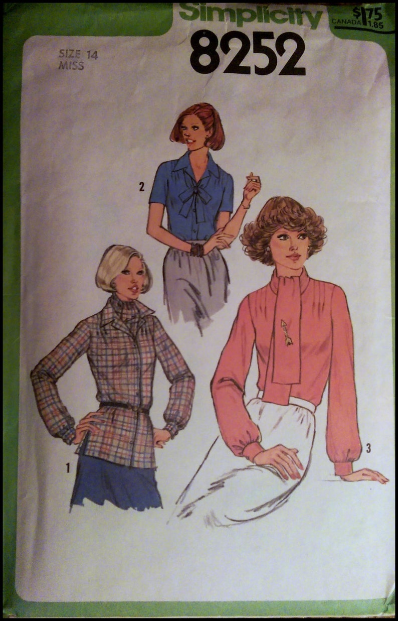 Simplicity 8252 Misses' Blouse and Ascot Bust 36 - Etsy