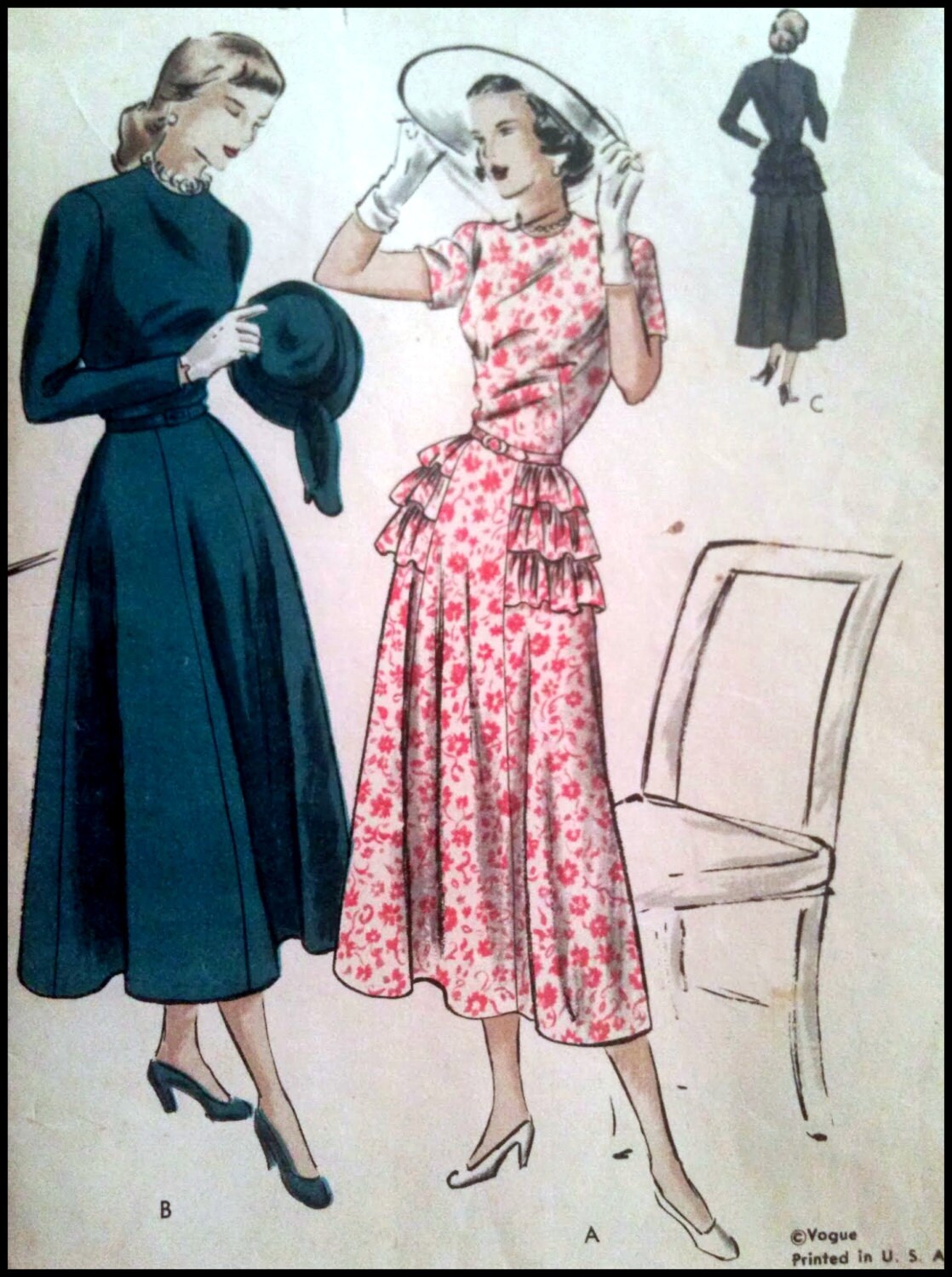 ワンピース Vintage basic dress Vogue 3221 One-piece Dress Vintage RARE Pattern Bust 33