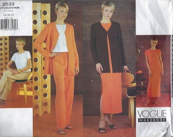 Vogue Wardrobe 2533  Misses'/ Misses' Petite Jacket, Top, Dress & Pants   Size (18-22)  UNCUT