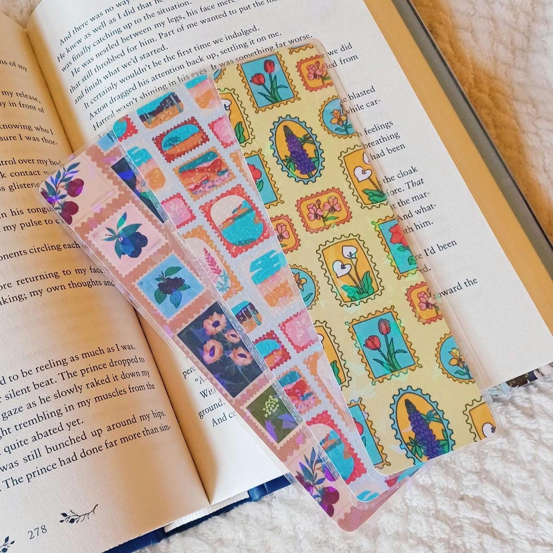 Travel Stamp Bookmark - Handmade Floral Illustration, Bookish Gift - Etsy