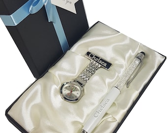 Personalised Fob Watch Nurses, Vet Customised Pen, Name Pen, Gift for Beauticians, Doctors Gift For Midwife, Thank You Gift