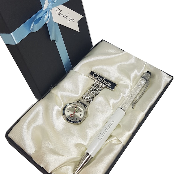 Personalised Fob Watch Nurses, Vet Customised Pen, Name Pen, Gift for Beauticians, Doctors Gift For Midwife, Thank You Gift