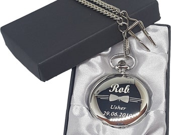 Op maat gegraveerd zakhorloge, gepersonaliseerd huwelijkscadeau