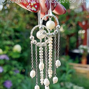 Unique Bridal Dangling Pearls Earrings, Wedding Earrings, Boho Bridal Earrings, Bridesmaid Gift