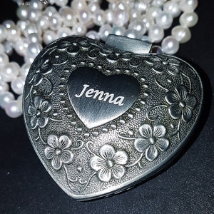 Personalised Silver Heart Jewellery Box, Engraved Heart, Gifts for Her, Mother&#39;s Day Gift, Flower girl, Gift for Girls