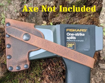 Fiskars X25 Splitting Axe Hatchet Buffalo Leather Sheath Mask (Axe NOT Included) Fully Gusseted