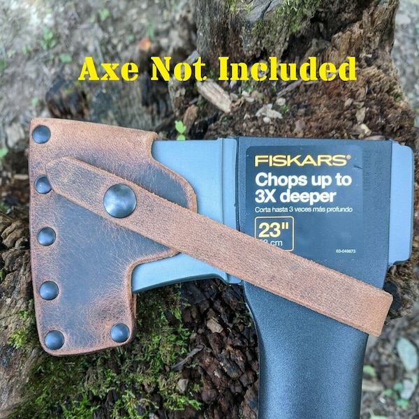 Hacha de corte Fiskars X15 con funda de piel de búfalo y máscara (hacha no incluida) - Marrón