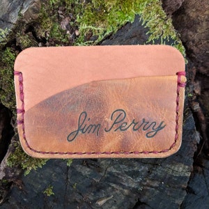 Vintage Baseball Guante cuero dos tarjeta de bolsillo Wallet Case - Jim Perry Minnesota Twins