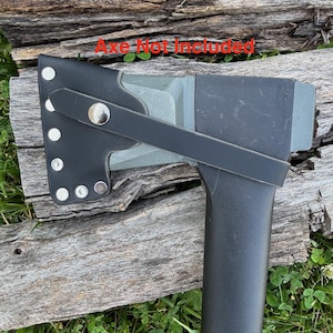 Fiskars X27 Splitting Axe Hatchet Buffalo Leather Sheath Mask (Axe NOT Included) Fully Gusseted Black/Silver