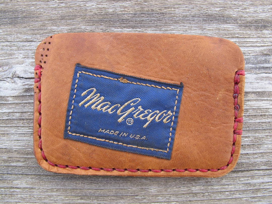 Vintage Baseball Glove Leather Two Pocket Card Wallet Case Old Glove