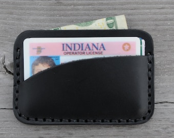 Two Pocket Leather Card Wallet - Black Bridle