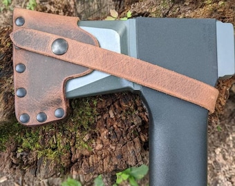Fiskars X27 Splitting Axe Hatchet Buffalo Leather Sheath Mask (Axe NOT Included) Fully Gusseted