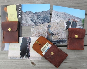 Badlands Slim Front Pocket Snap Leather Wallet - Brown