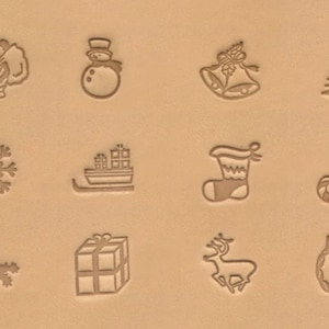 Christmas Leather Stamp Set 1/2&quot; (13mm) Leather Tool Santa Snowflake Set