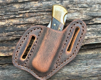 Buck 112 Knife Custom Buffalo Leather Sheath Right Or Left Carry Made In USA