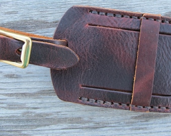 Handmade Kobuk Valley Leather & Brass Luggage Tag