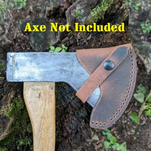 Buffalo Leather Sheath Mask For Norlund Hudson Bay Tomahawk 4&quot; Edge Axe Hatchet