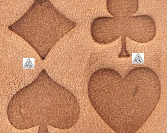 Playing Cards Suite Poker Leather Stamp Tool Set - Heart, Spade, Diamond, Club