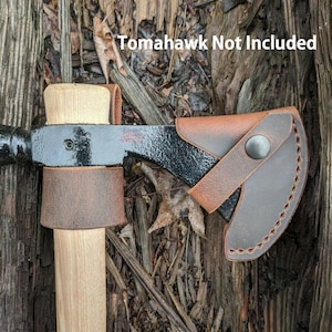 Cold Steel Pipe Hawk Tomahawk Sheath Mask & Holster Set (Axe NOT Included) - Buffalo Leather