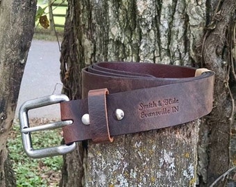 Wanderer 1-1/2&quot; Wide Handmade Men&#39;s Leather Belt - Distressed Brown