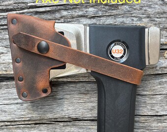 Fiskars U32 Ultra Splitting Axe Buffalo Leather Sheath Mask (Axe NOT Included) Fully Gusseted