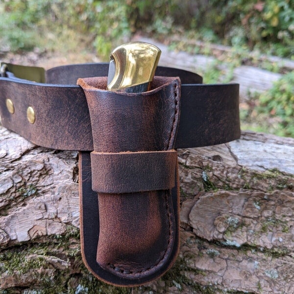 Cowboy Holster Buffalo Leather Knife Sheath Case For Buck 112 (Knife Not Included)