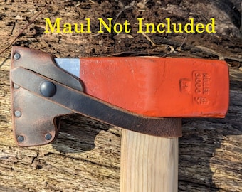 Stihl 3000G Woodcutter Splitting Maul Leather Sheath Mask (Maul NOT Included) Fully Gusseted