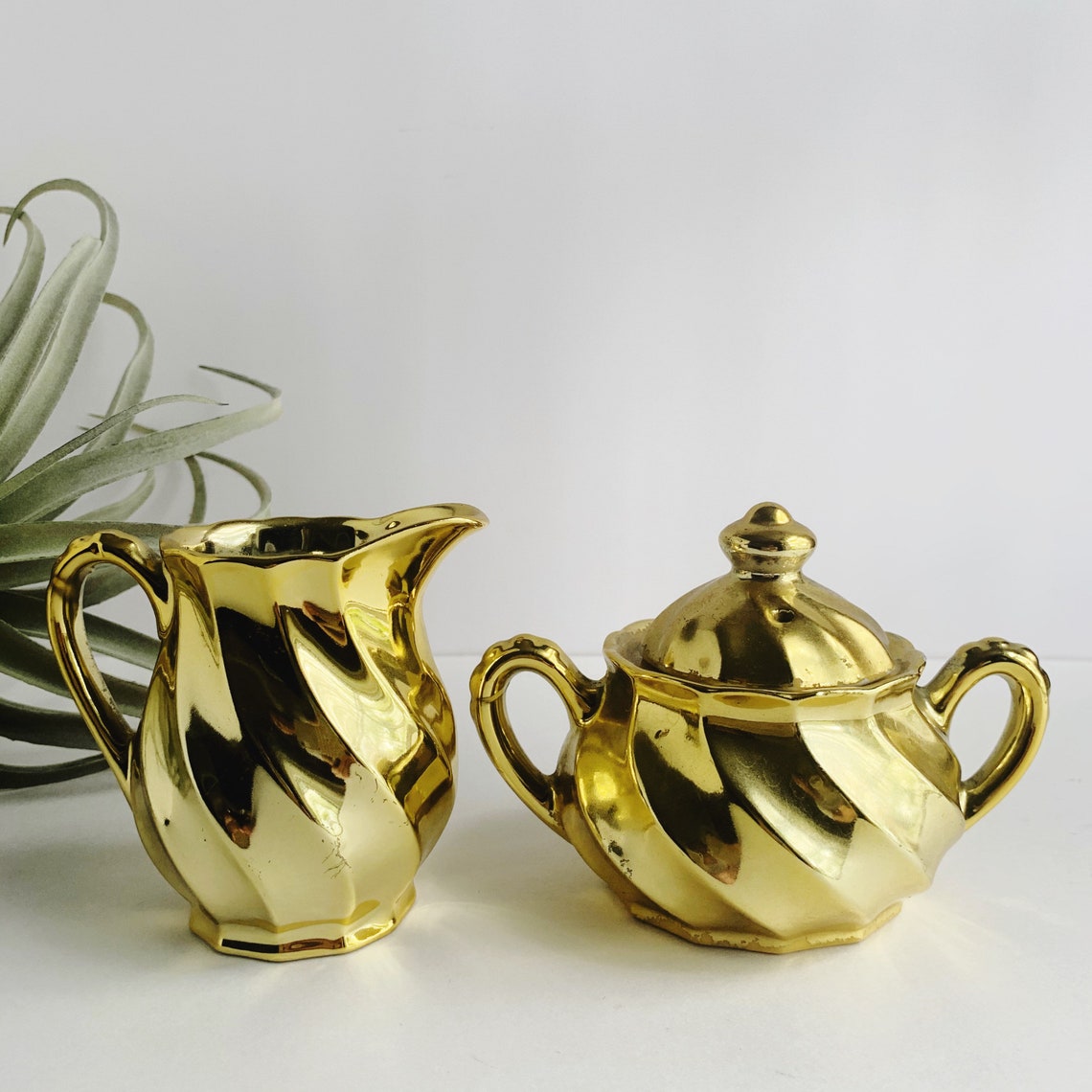 Vintage gold tea set grand millennial cottage core regency Etsy