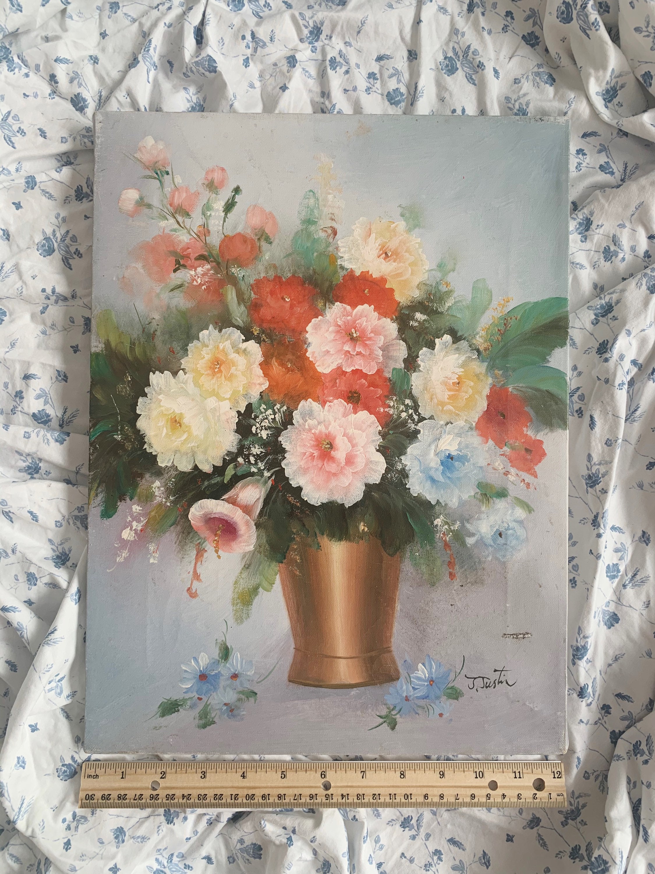 Vintage floral painting flower art bright painting floral Etsy