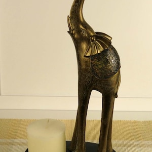 Vintage Gold Indian Elephant Candle Holder / Boho  / Elephant Figurine / Tealight Candle Holder /  Elephant Sculpture / Good Luck